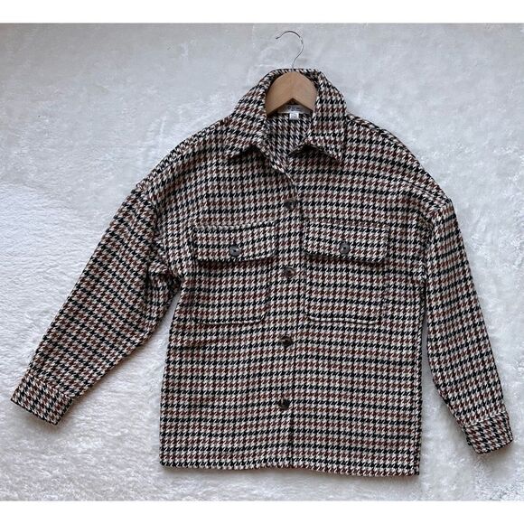 NWOT C by One by Chapter One Sportswear Women’s Houndstooth Shacket - Picture 1 of 10